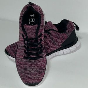 Black and pink mesh sneakers